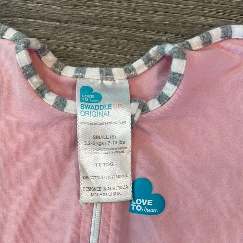 Love to Dream Pink Swaddle with Gray Stripes - Picture 2 of 3